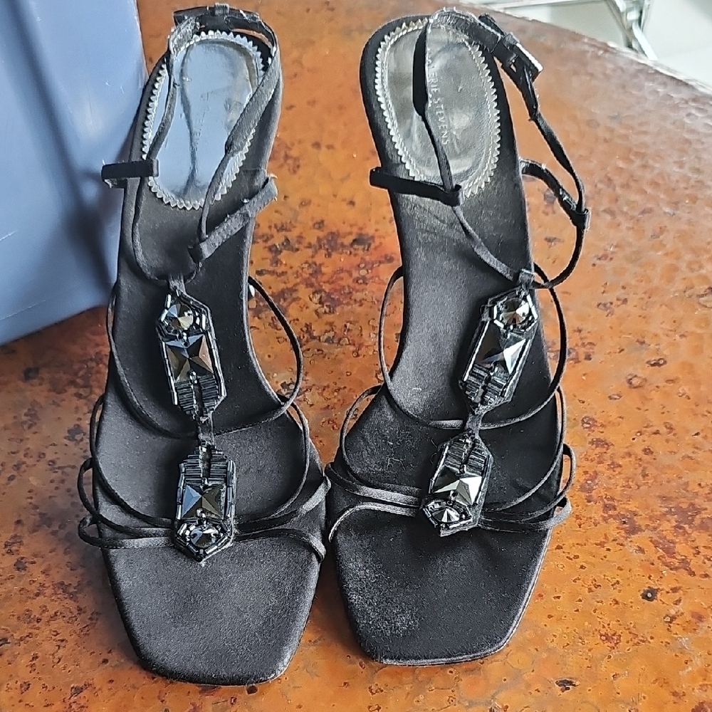 Valerie Stevens Black Embellished Heels